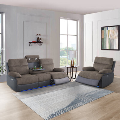 Ivy Bronx The Kodiak Power Reclining Sofa / Chair With LED Lights