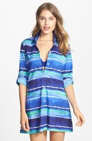 Thumbnail for your product : Tommy Bahama 'Water Waves' High/Low Cover-Up Boyfriend Shirt