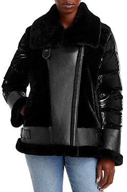 Dawn Levy Leather Shearling Mixed Media Moto Jacket - ShopStyle