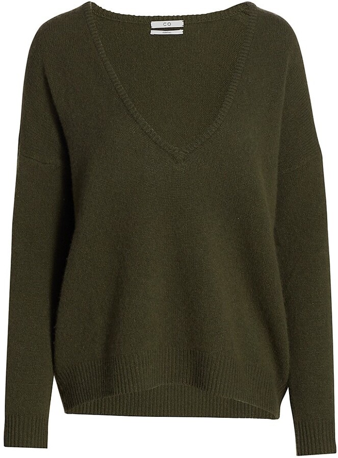Co Wool Knit V-Neck Sweater in Black - ShopStyle
