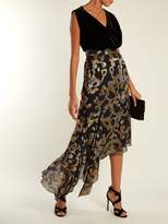 Thumbnail for your product : Peter Pilotto Asymmetric Fil Coupe Silk Blend Midi Skirt - Womens - Black Gold