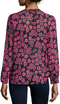 Thumbnail for your product : Milly Brooke Floral-Print Chiffon Blouse, Pink