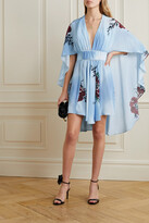 Thumbnail for your product : Rodarte Cape-effect Crystal-embellished Floral-print Silk Crepe De Chine Mini Dress