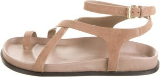 A.EMERY Suede Slingback Sandals Brown Multistrap & Buckle Closure at Ankles Includes Dust Bag