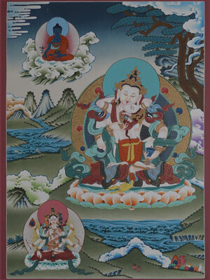 Exotic India Vajrasattva Shakti (Brocadeless Thangka) | Pure 24 Carat Gold With Acrylic Paint