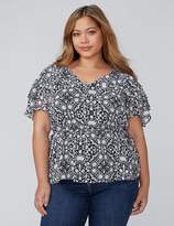Thumbnail for your product : Lane Bryant Printed Ruffle-Sleeve Peplum Top