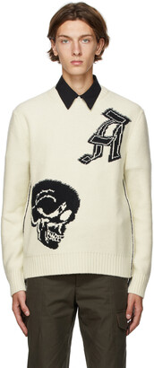 Alexander McQueen Off-White Gothic Skull Sweater - ShopStyle