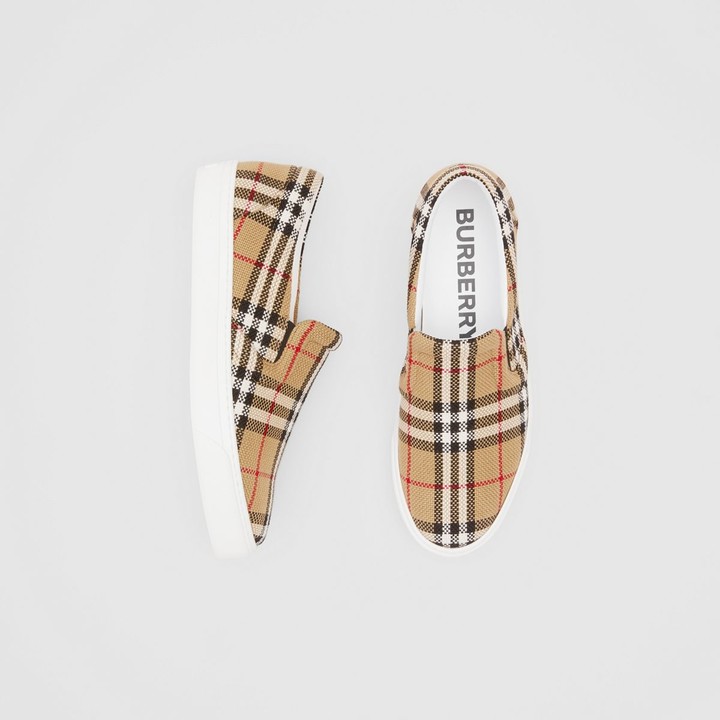 Burberry Bio-based Sole Latticed Cotton Slip-on Sneakers - ShopStyle
