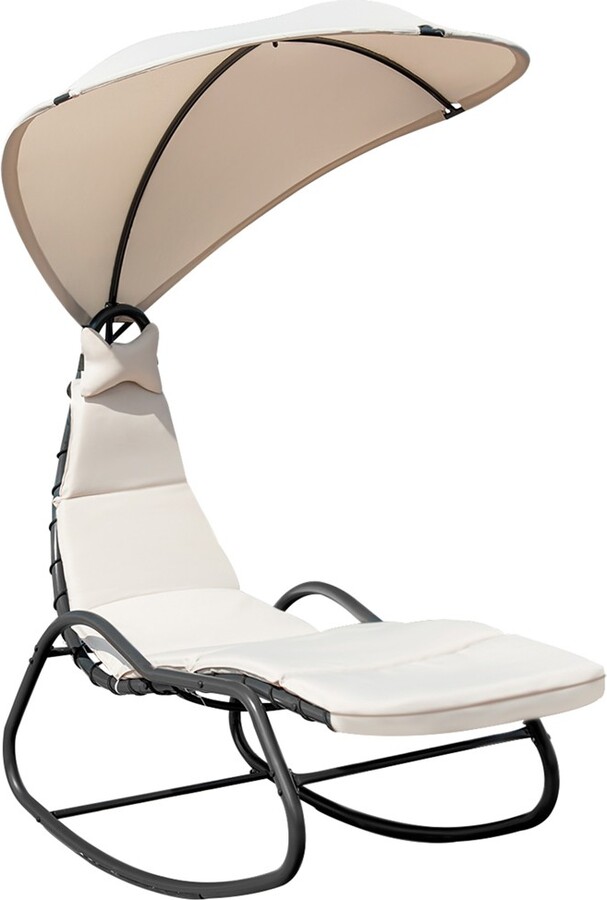 Tangkula Outdoor Chaise Hanging Chair Swing Cushioned Canopy Lounger