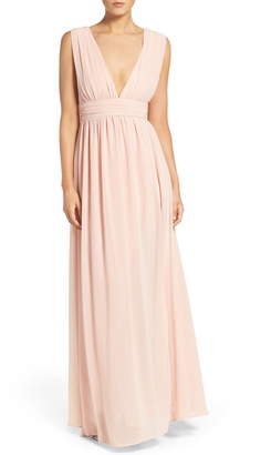 Lulus Plunging V-Neck Chiffon Gown