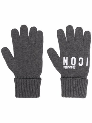 DSQUARED2 Logo-Embroidered Knitted Gloves