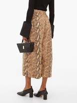 Thumbnail for your product : Ellery Nuance Snakeskin-effect Wide-leg Cropped Trousers - Camel