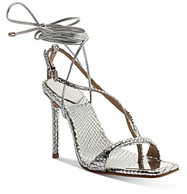 silver ankle wrap sandals