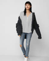 Thumbnail for your product : Express Dot Long Sleeve Zip Front Blouse