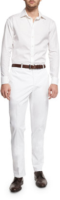 Zanella Parker Cotton-Stretch Flat-Front Trousers, White