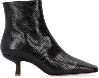 BY FAR Lange Embossed Square-Toe Ankle Boots