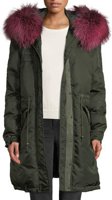 Mr & Mrs Italy Mr&Mrs Italy Zip-Front Puffer Jacket with Fox-Fur Hood