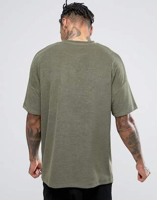 ASOS Oversized T-Shirt In Towelling Fabric In Khaki