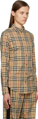 Burberry Beige Spread Collar Shirt