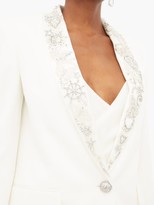 Thumbnail for your product : Balmain Embellished-lapels Crepe Blazer - White Silver