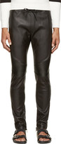 Thumbnail for your product : Balmain Black Leather Ribbed Trousers