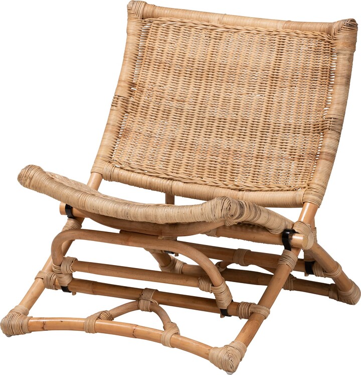 Bali & pari Herrara Modern Bohemian Natural Woven Rattan Foldable Lounge Chair