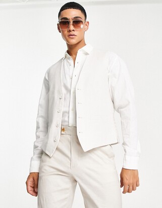 French Connection French Connection white slim fit linen suit waistcoat
