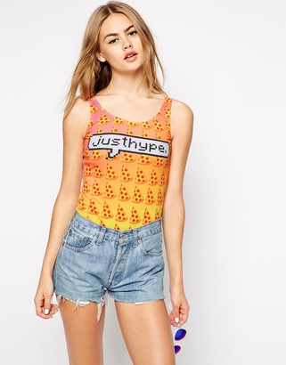 Hype Low Back Leotard Body With Pizza Print