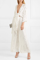 Thumbnail for your product : Temperley London Neri Sequin-embellished Crepe Wide-leg Pants - Ivory