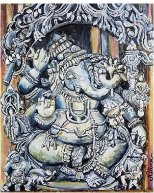 Exotic India Lord Ganesh | Acrylic Painting On Canvas Board