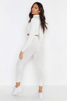 boohoo Roll Neck Cable Knit Set