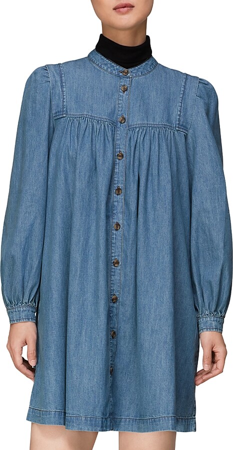 Whistles Chambray Denim Trapeze Dress ShopStyle