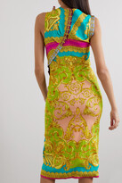 Thumbnail for your product : Versace Printed Stretch-silk Satin Midi Dress - Yellow