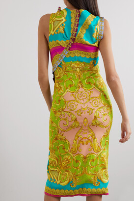 Versace Printed Stretch-silk Satin Midi Dress - Yellow