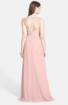 Thumbnail for your product : Amsale Illusion Yoke Crinkled Silk Chiffon Gown