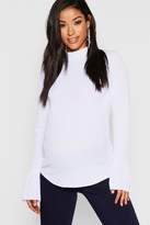 Thumbnail for your product : boohoo Maternity Rib Long Sleeve Frill Cuff Top