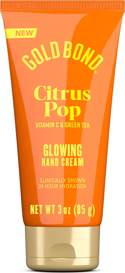 Gold Bond Citrus Pop Glowing Hand Cream, Everyday Hand Cream with Vitamin C to Help Visibly Brighten and Green Tea to Help Protect Skin from Environmental Stressors, Vibrant Citrus Pop Scent, 3 oz