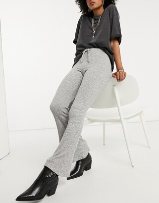 Topshop ribbed flare trousers in grey marl - ShopStyle Wide-Leg Pants