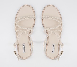 Office Scala Plaited Buckle Flat Sandals Off White Leather
