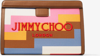 Jimmy Choo Multi Avenue Print Canvas Pouch With Embroidered
