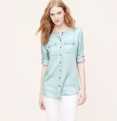 Thumbnail for your product : LOFT Collarless Chambray Softened Shirt