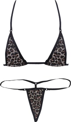 iEFiEL Womens Micro Bikini Swimsuit Set Halter Neck Bra Top with G-String  Briefs Black One Size
