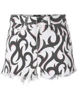 Thumbnail for your product : Alexander Wang Tattoo Printed Denim Shorts - White - Size 27