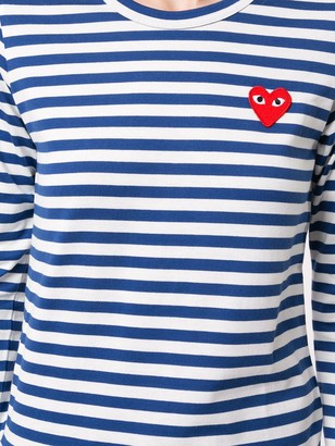 Comme des Garçons PLAY striped logo-patch T-shirt
