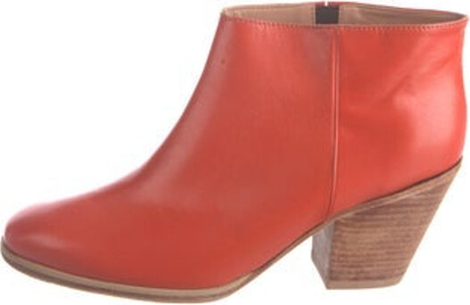 Rachel Comey Leather Ankle Boots Orange Round-Toes Includes Box Unfortunately, due to restrictions, this item may not be eligible for shipping in all areas.