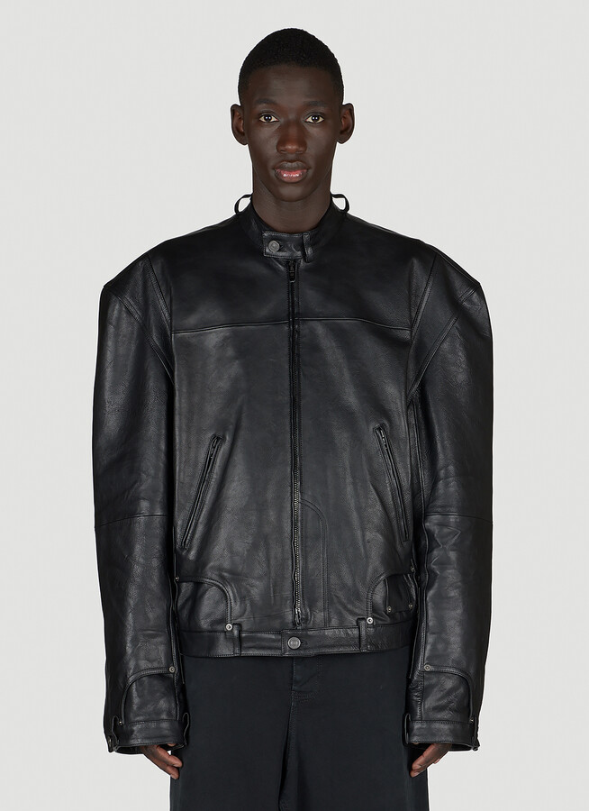 Balenciaga BB-monogram Leather Shirt Jacket