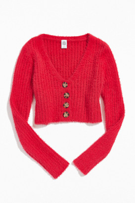 rochelle fuzzy cropped cardigan