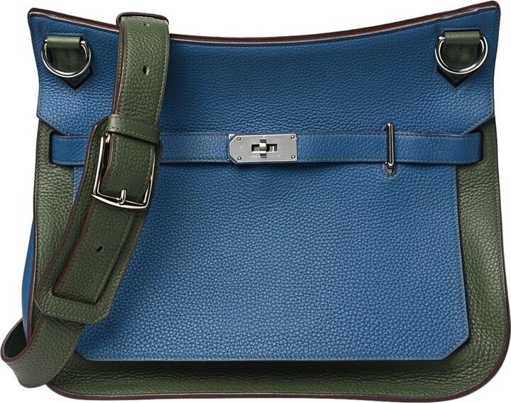 Hermes Vert Veronese Taurillon Clemence Leather Jypsiere 34 (Authentic Pre- Loved)