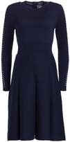 Thumbnail for your product : Lela Rose Wool Long-Sleeve Flare Dress