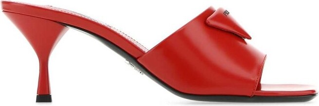 Dr Punto Rosso BRIL B2 Women Leather Slip On Clogs Mules Slippers Red-NH 